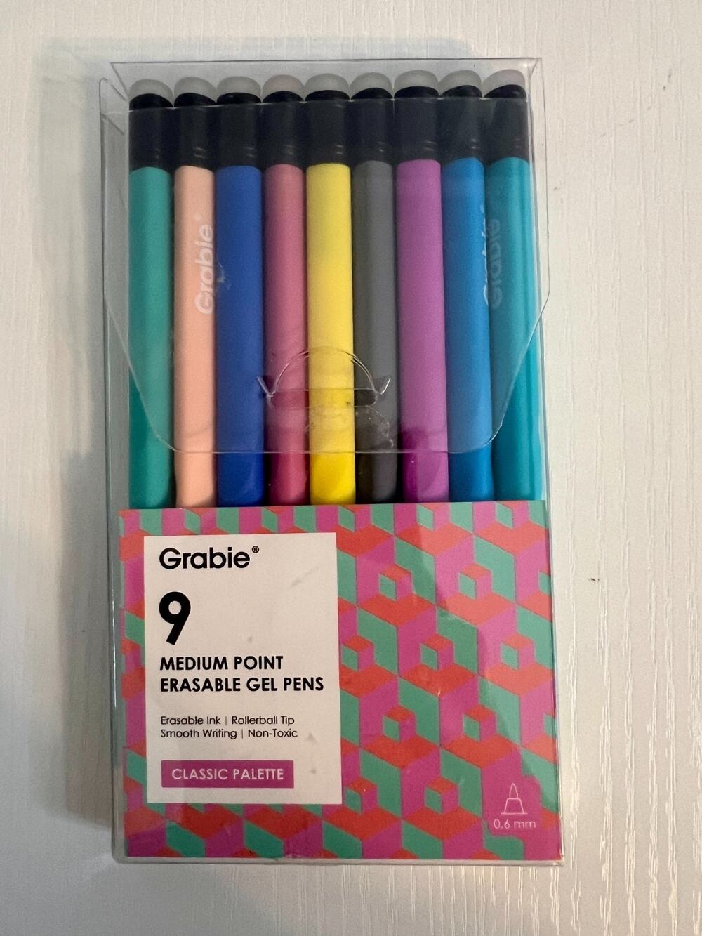 Grabie 009 Medium Point Erasable Gel Pen 0.6mm Tips Classice Palett (Set of 9)